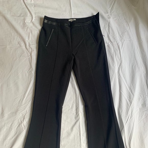 Flare Black Dress Pants with Pleather Detailing - Picture 1 of 3